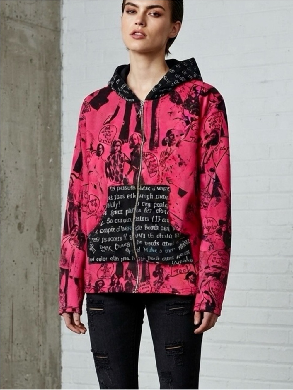 Vintage Peach Berserk
"Gals on Top" Quote Hoodie | Edgy Hand-Printed Streetwear